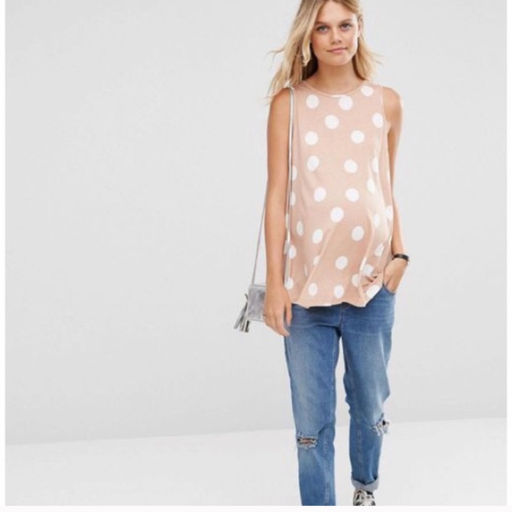 ASOS Maternity Sleeveless Swing Polka Dot Tank EUC